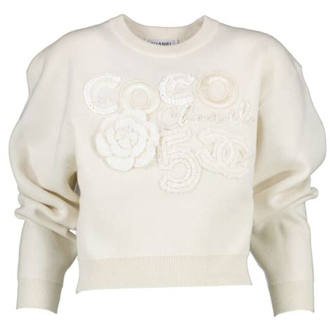 white crew neck chanel|chanel cardigan pullover.